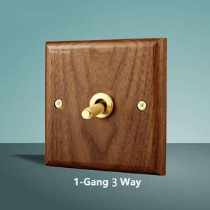 Prise murale universelle à panneau tactile pour lampe antique, en noyer noir massif, faite à la main, style rétro, interrupteur électrique 16A norme britannique - Product Image 1