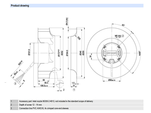 พัดลมแบบแรงเหวี่ยงย้อนหลัง EBM-PAPST รุ่น R3G250-AD62-30 EC สำหรับอุตสาหกรรม ใช้กับระบบ HVAC สำหรับการระบายอากาศและชุดจัดการอากาศ - Product Image 2