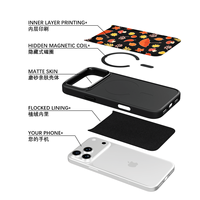 Coque de téléphone AG Feeling Black Edge avec motif floral doré pour iPhone 17, 17 Pro Max, 16 Pro, 15 – Coque magnétique