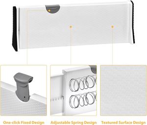 Ensemble d'organisateurs de tiroirs extensibles en plastique PP blanc avec séparateurs ajustables pour cuisine, salle de bain, armoire - Style moderne et simple - Product Image 5