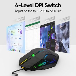 Souris de jeu PC RGB de haute qualité, filaire USB, design ergonomique avec logo personnalisé, petite quantité minimale de commande, suivi optique - Product Image 3