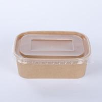 Bol en papier rectangle de récipient de nourriture chaude de papier à emporter jetable avec le couvercle en plastique