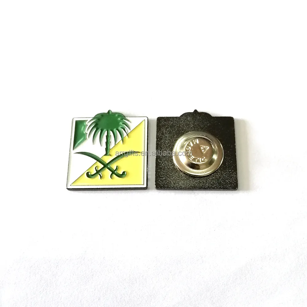 Hotsale baru kerajaan desain dari Saudi Arabia pohon palem Hari Nasional lambang bros magnetik Pin lencana
