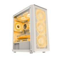 Casing PC Gaming Mid Tower Grosir OEM dengan Desain Strip Mesh Depan, Kabinet Komputer Terbaru