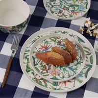 Assiette de vaisselle de luxe Offre Spéciale assiettes rondes couleur mélamine nordique incassable ensemble de vaisselle vert incassable Durable