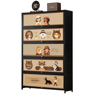 Large-capacity, tall, multi-layered <b>shoe</b> cabinet with doors, multifunctional, simple, <b>wall</b>-mounted <b>shoe</b> <b>rack</b>. - Product Image 5