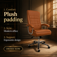 Chaise de bureau moderne pour dirigeant, chaise visiteur pivotante confortable en acier inoxydable, chaise d'ordinateur réglable pour chambre à coucher