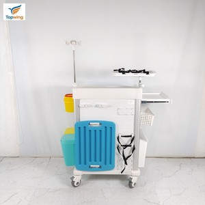 Carrito de Emergencia Médico Hospitalario Multicolor con 5 Cajones, Carro de Enfermería de ABS con Caja para Objetos Punzocortantes de 3L y Soporte para Suero para Sala de UCI y ER - Product Image 2