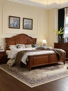 Solid 1.8 Meter & 1.5 <b>Beds</b> for King <b>Size</b> Hotel Villa American Retro Design Classical Wood BCV158 Solid Wood <b>Bed</b> <b>Frame</b> BCV158 - Product Image 5