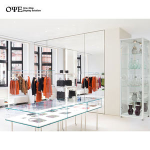 <span class=keywords><strong>Vitrine</strong></span> de magasin en verre blanc, noir, argent, étagères en verre multicouches, dos miroir - Product Image 6