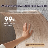 Revêtement mural extérieur flexible en travertin, panneau en pierre MCM imprimé en 3D, imperméable, résistant au feu, décoration extérieure