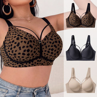 Soutien-gorge sans armatures sexy en tricot pour femme, grande taille, bonnet 3/4, push-up, respirant, imprimé léopard, maintien doux, vente en gros OEM