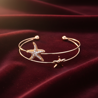 Bracelet jonc épais vintage en forme d'étoile de mer, hypoallergénique, bijou de déclaration, double couche lisse, pour soirée, de luxe
