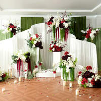 Fleurs d'allée de mariage, bouquet de demoiselle d'honneur, hydrangea artificiel bordeaux, blanc, vert, fleur de sol pour autel, pour événements et fêtes