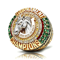 Bague de championnat de course hippique personnalisée, plaquée or, pierres CZ multicolores, trophée de vainqueur de tournoi équestre, cadeau pour homme
