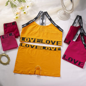 女性用レタープリント2ピースブラ & ボイショートランジェリーセット下着シームレスな若い女の子プラスサイズのファッションブラ & パンティー - Product Image 6