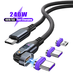 สายชาร์จเร็ว240W 5A ดัดงอได้อย่างรวดเร็วชนิด C ถึง C L Micro ชาร์จเร็วแบบ<span class=keywords><strong>3</strong></span> in 1สายแม่เหล็ก - Product Image 3