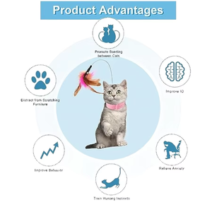 Cat Collar Toy Attached, Silicone Teasing Wand Adjustable Cat Feather Collar Toys with <b>Bell</b> Cat Interactive Teaser Toys - Product Image 6