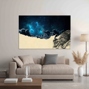 Printed Canvas Artwork: Smoking Old Man - Modern Wall Decor,<b>WRAPPED</b> CANVAS - Product Image 3