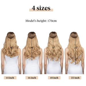 Extensions de cheveux synthétiques ondulés naturels à fil invisible, en <span class=keywords><strong>fibre</strong></span>, à clipser, blondes, résistantes à la chaleur, pour femmes, vente en gros - Product Image 4