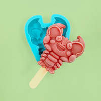 Moule à glace en forme d'écrevisse réutilisable en silicone résistant à la chaleur de qualité alimentaire, facile à démouler, outils DIY pour glaçons et crèmes glacées