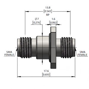 Adaptador ZCOM SMA(<span class=keywords><strong>F</strong></span>)-SMA(<span class=keywords><strong>F</strong></span>) Hembra a Hembra con Brida de 4 Orificios, Bajo VSWR, Baja Pérdida de Inserción, Conector Coaxial RF de CC-27GHz - Product Image 4