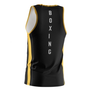 Singlet de Boxeo Negro Dorado con Gestión de Humedad Mejorada, Inserciones de Malla Transpirable y Construcción de Dobladillo Reforzado - Product Image 6