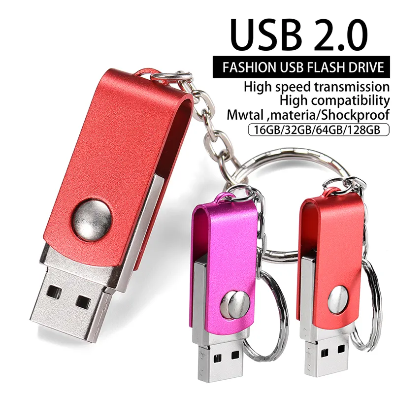 Penjualan terlaris LOGO OEM USB logam Flash Drive putar mini PenDrive Memoria Stik USB 8GB 16GB 32GB 64GB U disk