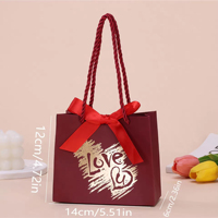 Sacs cadeaux en papier personnalisés pour la Saint-Valentin avec poignée en ruban pour l'emballage de bonbons, sacs de fête de fiançailles