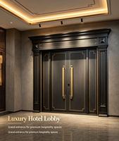 Porte d'entrée principale de villa de style européen en aluminium moulé, double porte avec panneaux latéraux et transom, résistante à l'eau, en fibre de verre
