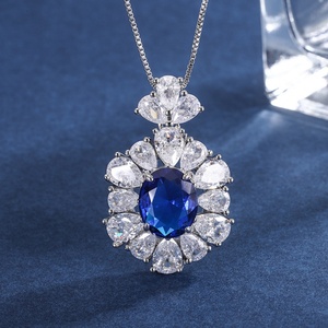 Fashion Jewelry Eco-friendly Copper 10*12MM Blue Square Cubic Zirconia Necklace Set for Women Timeless Elegance - Product Image 4