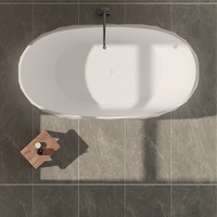 Baignoire autoportante GM-8035 GMstone en résine blanche moderne, surface solide, avec drain central, garantie 3 ans, pour salle de bain
