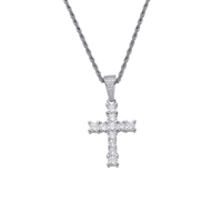 Collier chaîne corde avec pendentif croix CZ glacé CN393, plaqué or/argent, en laiton, bijoux de mode hip-hop, cadeau unisexe pour fête