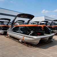 Bateau ponton en aluminium spacieux de 22 pieds, 200 CV, 12 personnes, avec échelle de bain, table, salon avant, pour fêtes aquatiques et vacances, certifié CE