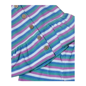 Conjunto de 2 Piezas, Camiseta de Manga Corta a Rayas Coloridas y Pantalones Largos con Botones de Madera - Product Image 4