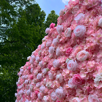 Panel Dinding Bunga Buatan Kustom Elegan 5D Sutra Mawar Peony untuk Latar Belakang Pesta Pernikahan Bayi Acara Bridal Shower