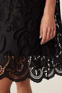 Robe en dentelle noire unie vintage bohème chic pour femmes, été, naturelle, ODM, respirante, élégante, manches 3/4, brodée - Product Image 4