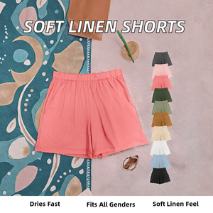 Pantalones Cortos de Pijama Unisex de Algodón 100% Suave, Lavado Enzimático, Lisos, Personalizados, Multicolor, para Verano, de Ocio, para Mujer - Product Image 2