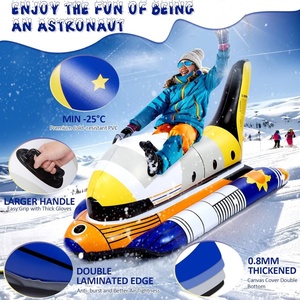 PVC <b>Inflatable</b> Snow Sled with Reinforced Handles 62*31 Inch Snow Tube for Sledding with Heavy Duty Canvas Cover for Winter Sport - Product Image 5