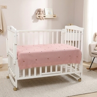 Couverture pour bébé en coton pur tricoté pour toutes les saisons avec décoration en pompon