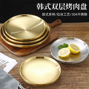 304 Stainless Steel Round Plate Gold Silver Steak Plate Western Style Thickened Anti Scalding Dishware - Product Image 5
