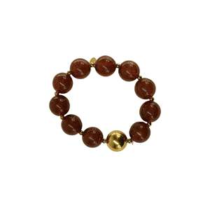 Fashion Beaded <b>Bracelet</b> 316L Stainless Steel PVD Gold Plating Sustainable Resistant <b>Red</b> Beads Stretch <b>Bracelet</b> - Product Image 1