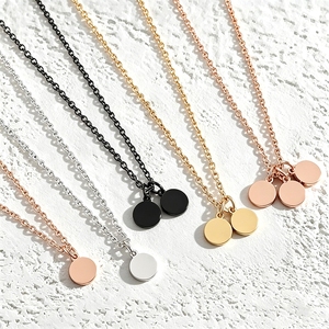 Collana in acciaio inossidabile in stock, catena a croce piatta e rotonda con foro esterno in acciaio inossidabile, personalizzabile con incisione laser UV a colori. - Product Image 1