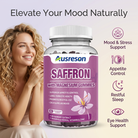 Ausreson OEM Gommes au safran et au magnésium pour le sommeil, le soulagement du stress et le soutien de l'humeur – Compléments de santé biologiques en vrac à base d'extrait de safran