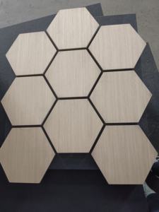 Panneau acoustique en laine de bois hexagonal 3D DIY, <span class=keywords><strong>beige</strong></span>, hexagonal, MDF, placage de chêne naturel/couleurs mélamine - Product Image 3