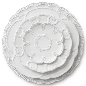 セラミックレストラン食器セット白い磁器プレート結婚式の装飾皿セット