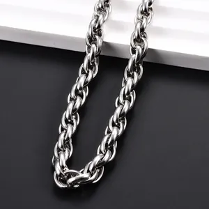 Chaîne gourmette torsadée épaisse en acier inoxydable de 8 mm, style hip-hop pour hommes et garçons, couleur argent et or - Product Image 5