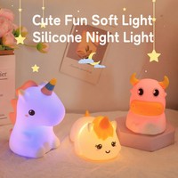 Veilleuse en silicone créative en forme de nuage, lampe tactile avec batterie intégrée, commande par bouton, décoration pour chambre et bureau, licorne