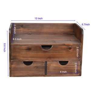 ที่จัดระเบียบลิ้นชักไม้ไผ่แบบปรับได้ 3 ช่อง สำหรับจัดเก็บของใช้ในบ้าน พร้อมชั้นวางของ ที่จัดระเบียบโต๊ะทำงาน และชั้นวางจดหมาย - Product Image 6