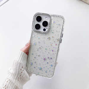 Étui de téléphone transparent avec cadre en diamant scintillant de luxe pour <span class=keywords><strong>Apple</strong></span> iPhone 16 15 <span class=keywords><strong>14</strong></span> 13 12 Pro Max 11 Coque antichoc pour l'arrière du téléphone - Product Image 1